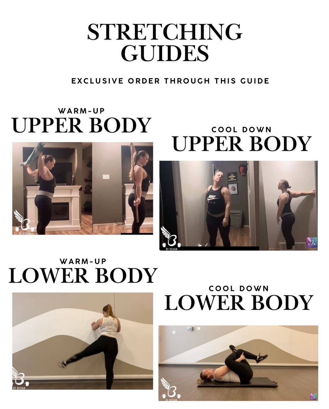 STRETCHING GUIDES - Upper & Lower Body (Warm-up & Cool Down) w/ Videos MEMBER-PRICING DISCOUNT